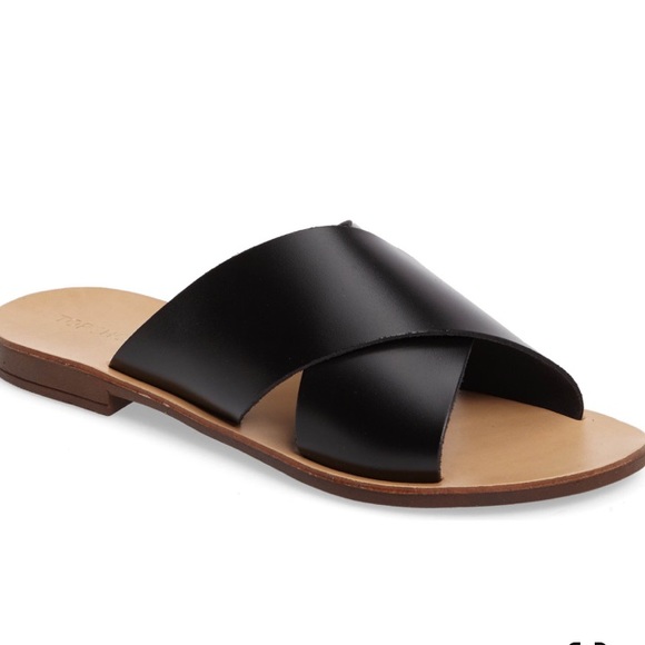 Topshop Leather Criss Cross Hawaii Slides 8.5 - Picture 2 of 13
